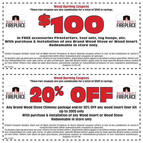 Main Street Fireplace Coupons Main Street Fireplace Fall Sale